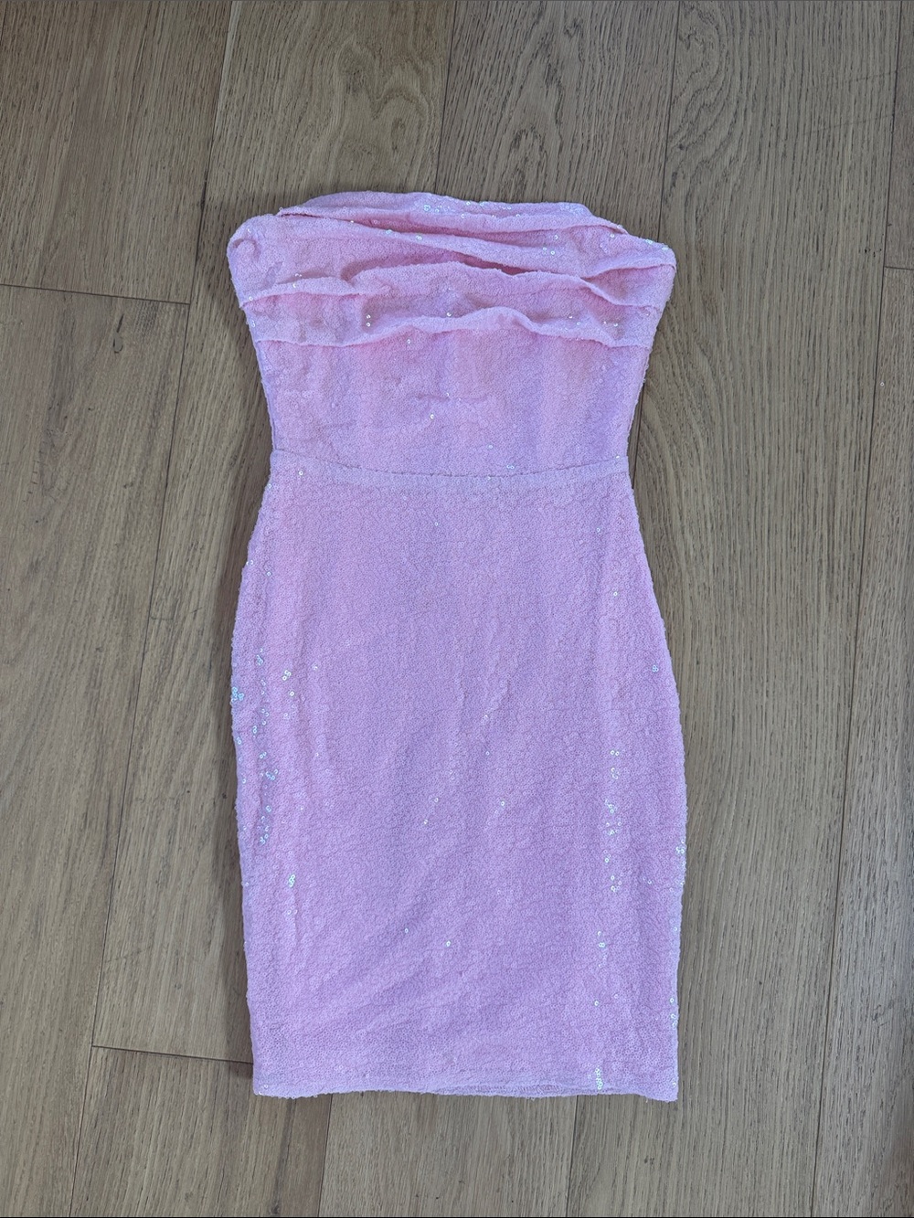 SS5 Strapless Corset Baby Pink Sequin Bodycon Dress Size Small